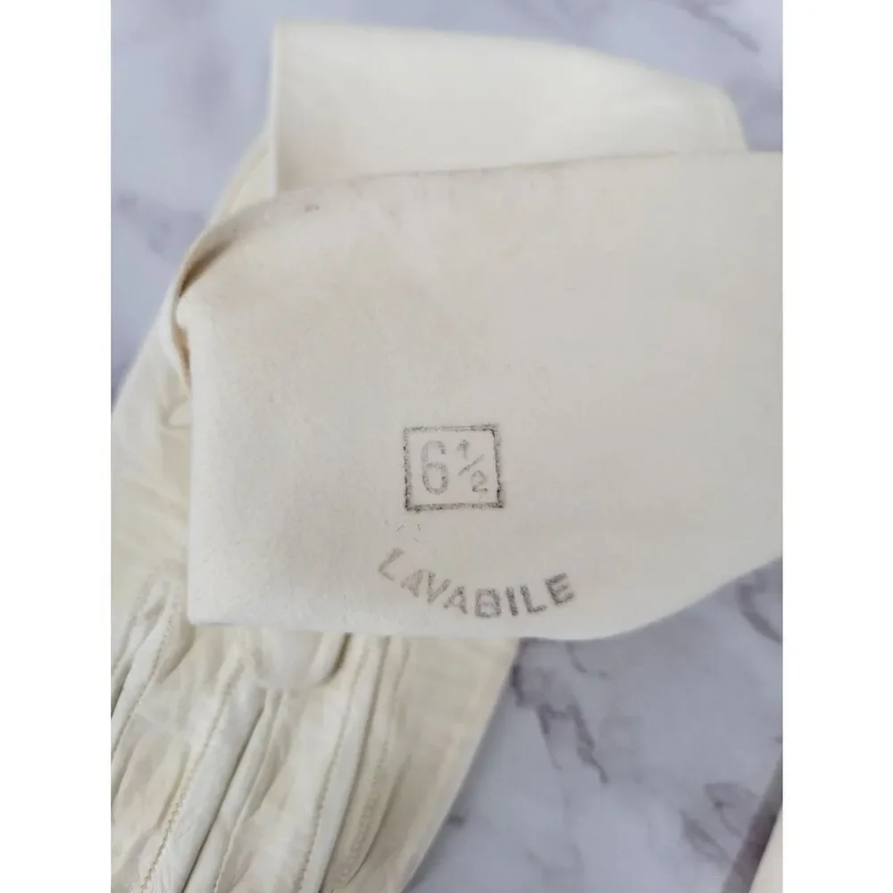 Lavabile Vintage 50s Long Ivory White Leather Gloves